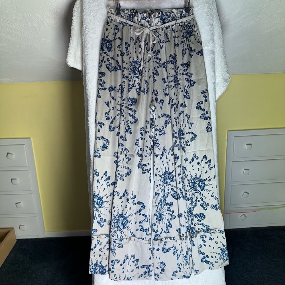 NWOT Intimately Free People Goddess Lounge Wide Leg Pants Pearl Combo Boho Satin - Picture 5 of 12